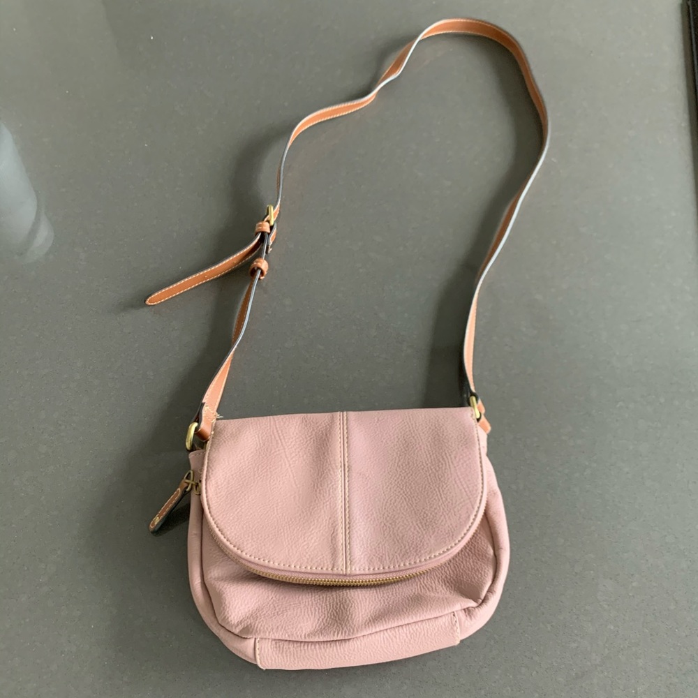 Pink leather cross body bag / purse